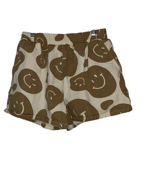 Bailey Rose Smiley Print Casual Shorts Cream and Tan Sz L